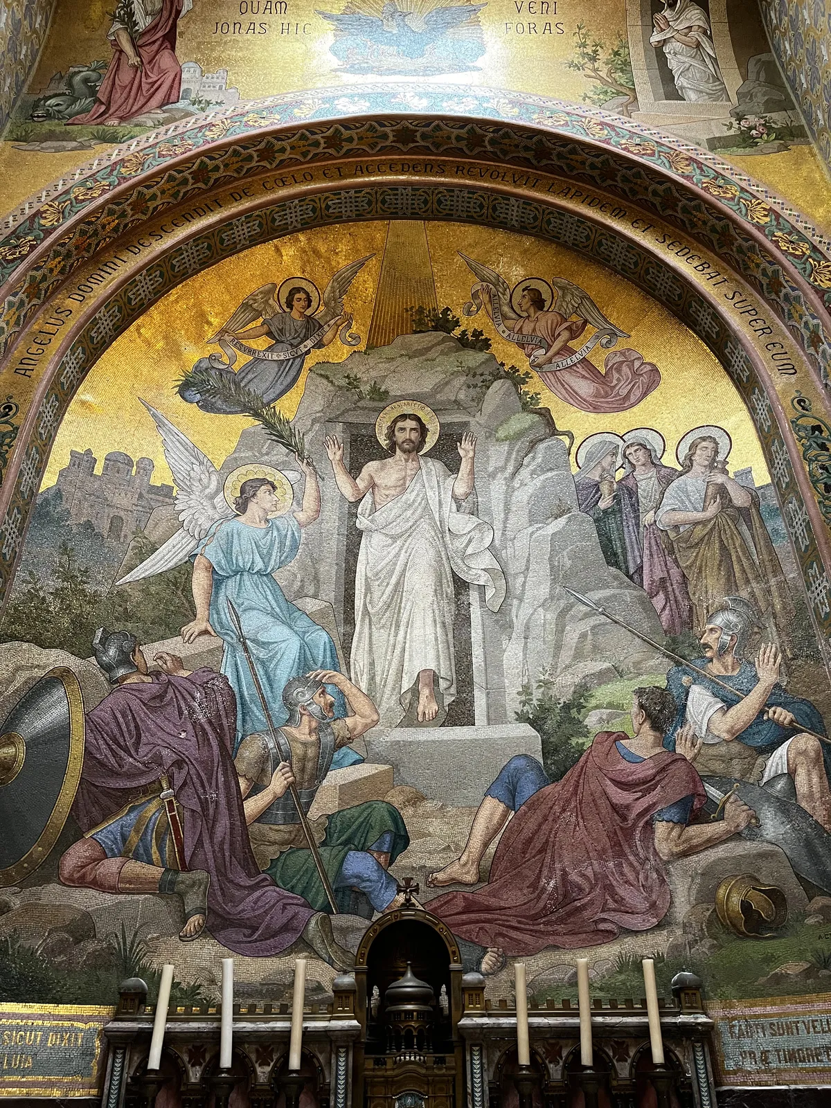 Mosaic inside the sanctuary at Lourdes